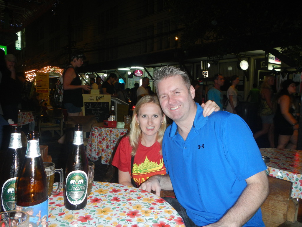 Shannon and Derrick on Khao San Road in Bangkok, Thailand