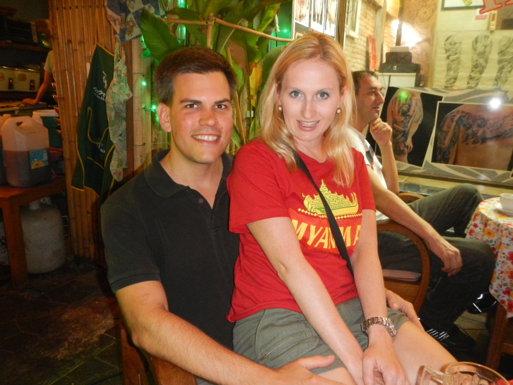 Shannon and Stephen on Khao San Road in Bangkok, Thailand