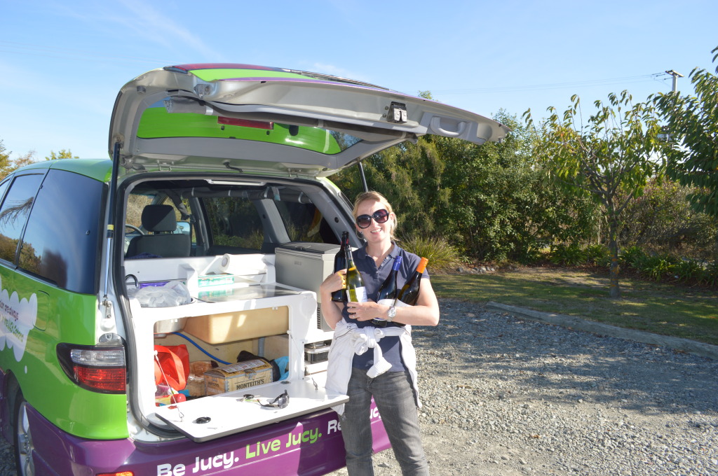 Shannon and the Jucy Campa Van in Marlborough, New Zealand