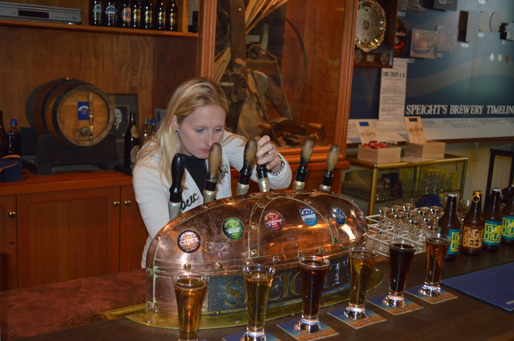 Shannon at the Speights Brewery Tour in Dunedin, New Zealand