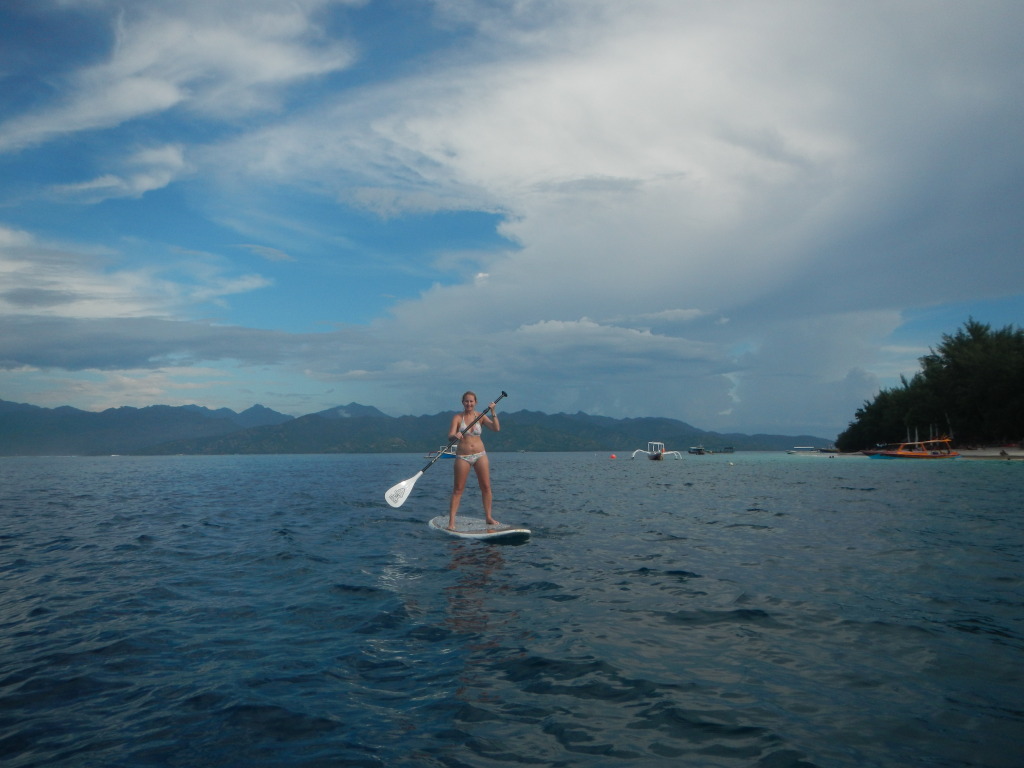 Shannon Paddleboarding on Gili Trawangan, Indonesia
