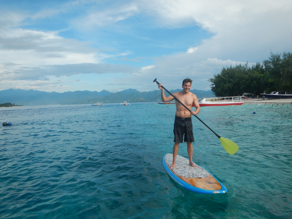 Stephen Paddleboarding on Gili Trawangan, Indonesia