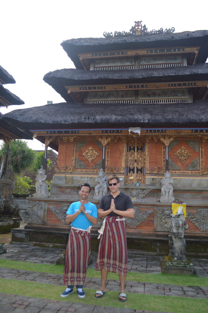 Stephen and Wayan at a Temple in Bali, Indonesia