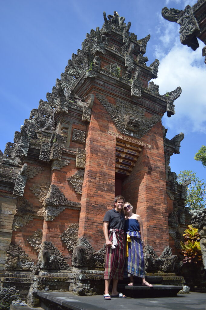 Shannon and Stephen at a Temple in Bali, Indonesia