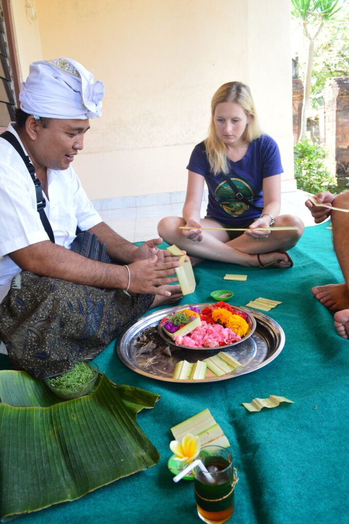 Shannon making a Balinese Offering