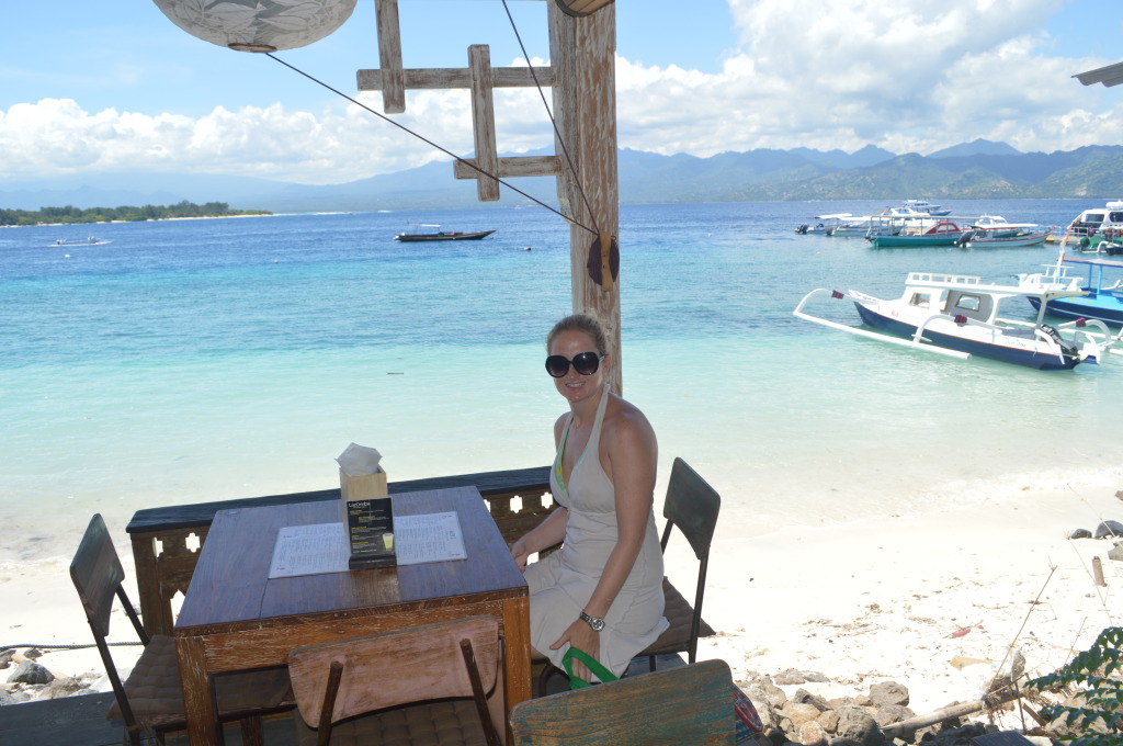 Shannon at Ecco Boutique Cafe on Gili Trawangan, Indonesia