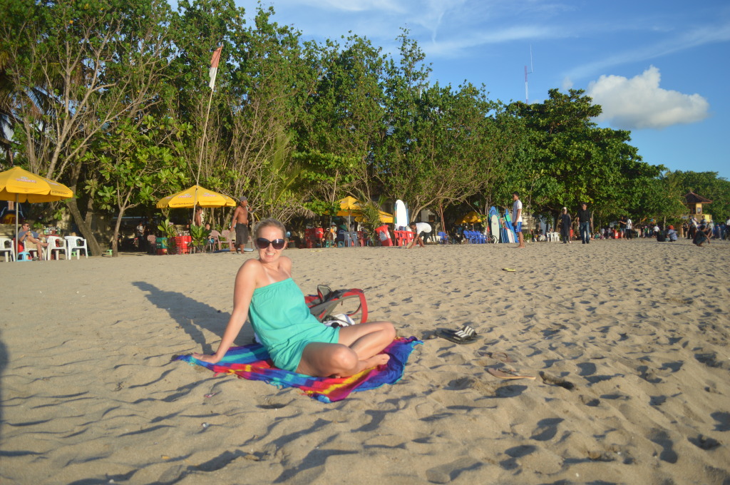 Shannon on Kuta Beach, Bali, Indonesia