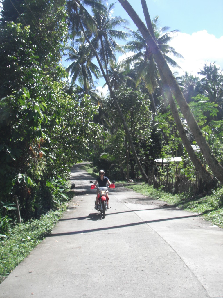 Shannon motorbiking in Dumaguete, Philippines